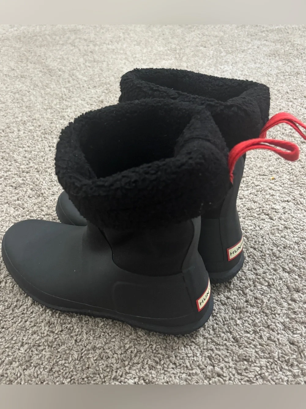 Hunter original roll top Sherpa lined insulated boots size 10 black